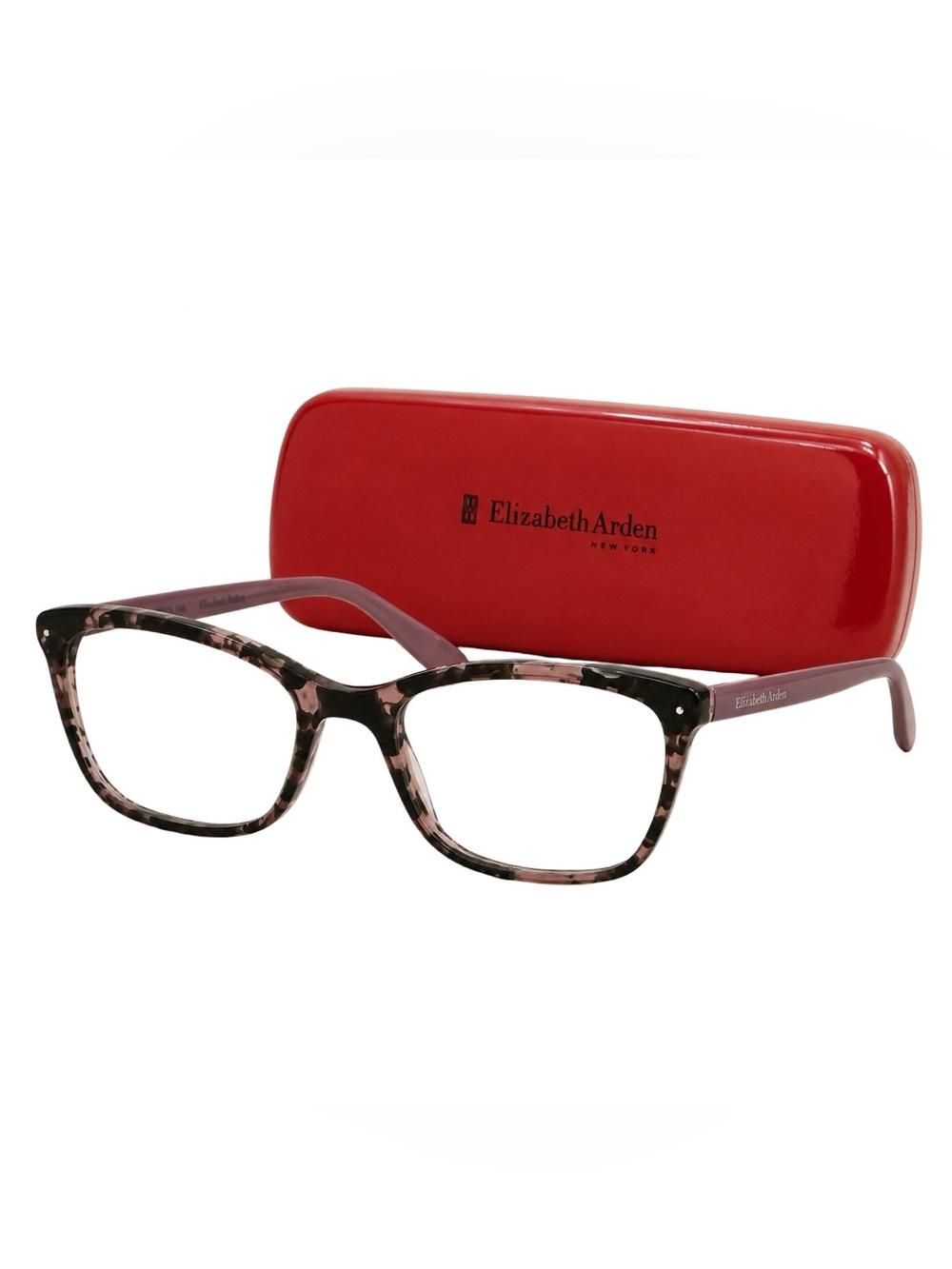 Elizabeth Arden Black Mauve Tortoise Eyeglasses with case